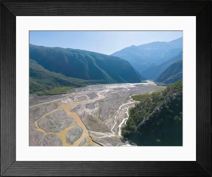 Framed Print : Aerial view of the remote Rio Sacambaya landscape with a huge riverbed Framed Print : Aerial view of the remote Rio Sacambaya landscape with a huge riverbed