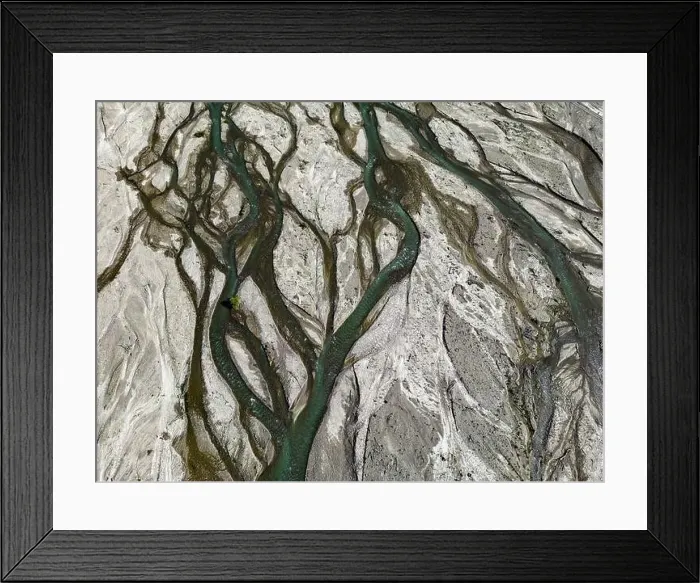 Framed Print : Close up aerial view of the Rio Sacambaya landscape with a huge riverbed