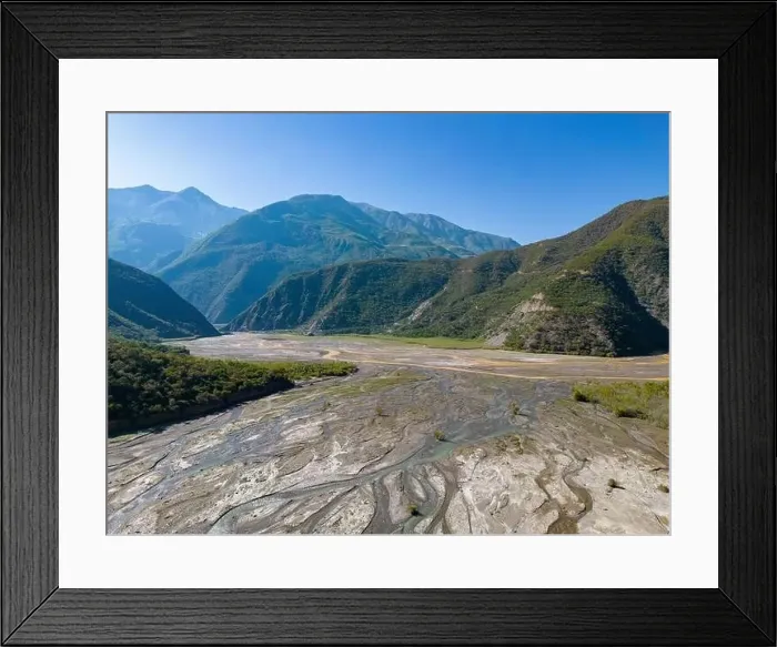 Framed Print : Aerial view of the remote Rio Sacambaya landscape with a huge riverbed Framed Print : Aerial view of the remote Rio Sacambaya landscape with a huge riverbed