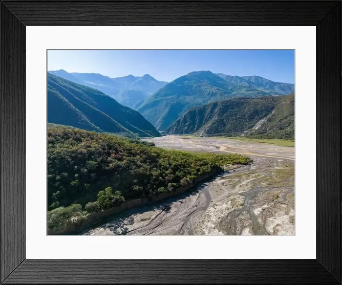 Framed Print : Aerial view of the remote Rio Sacambaya landscape with a huge riverbed Framed Print : Aerial view of the remote Rio Sacambaya landscape with a huge riverbed