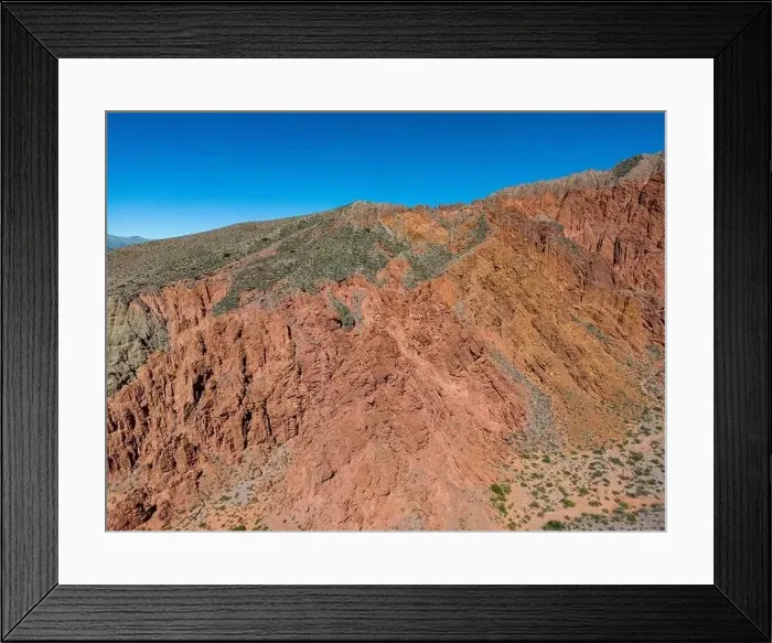 Framed Print : Aerial view of the colorful hiking area Quebrada de las Señoritas in Jujuy Framed Print : Aerial view of the colorful hiking area Quebrada de las Señoritas in Jujuy