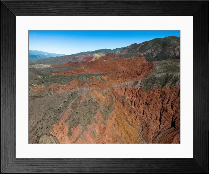 Framed Print : Aerial view of the colorful hiking area Quebrada de las Señoritas in Jujuy