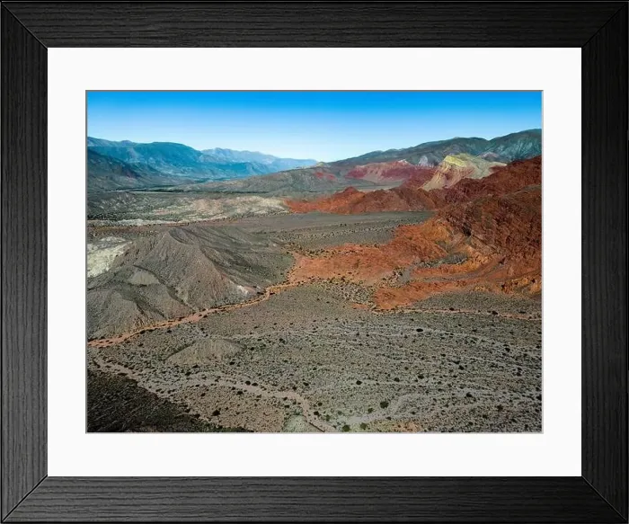 Framed Print : Aerial view of the colorful hiking area Quebrada de las Señoritas in Jujuy Framed Print : Aerial view of the colorful hiking area Quebrada de las Señoritas in Jujuy
