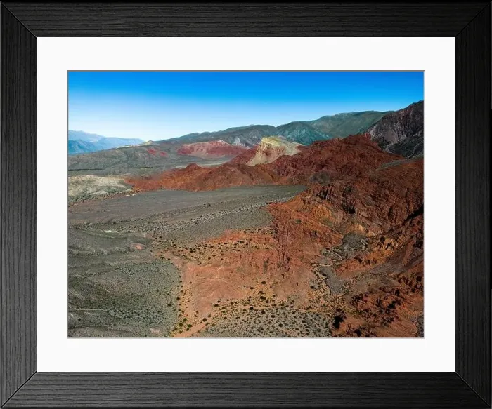 Framed Print : Aerial view of the colorful hiking area Quebrada de las Señoritas in Jujuy Framed Print : Aerial view of the colorful hiking area Quebrada de las Señoritas in Jujuy