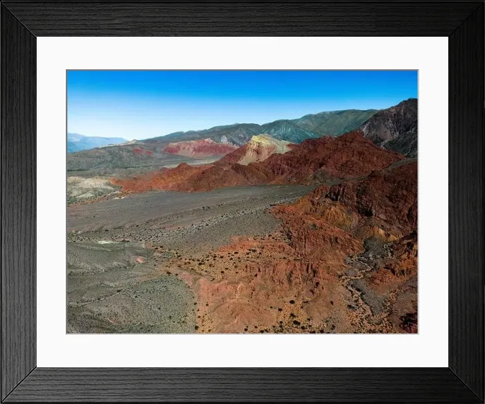 Framed Print : Aerial view of the colorful hiking area Quebrada de las Señoritas in Jujuy Framed Print : Aerial view of the colorful hiking area Quebrada de las Señoritas in Jujuy