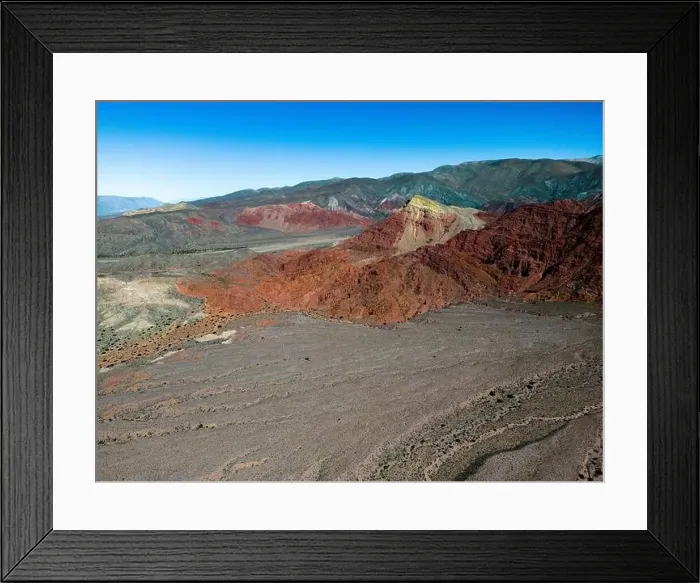 Framed Print : Aerial view of the colorful hiking area Quebrada de las Señoritas in Jujuy Framed Print : Aerial view of the colorful hiking area Quebrada de las Señoritas in Jujuy