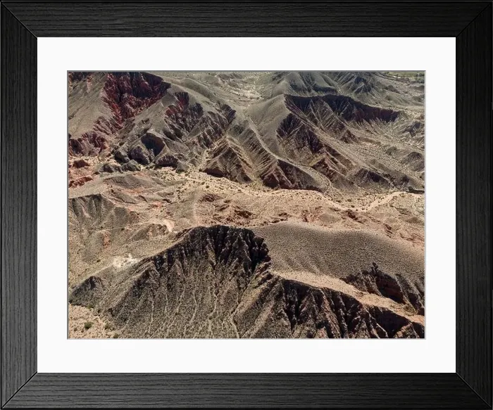 Framed Print : Aerial view of the colorful hiking area Quebrada de las Señoritas in Jujuy Framed Print : Aerial view of the colorful hiking area Quebrada de las Señoritas in Jujuy