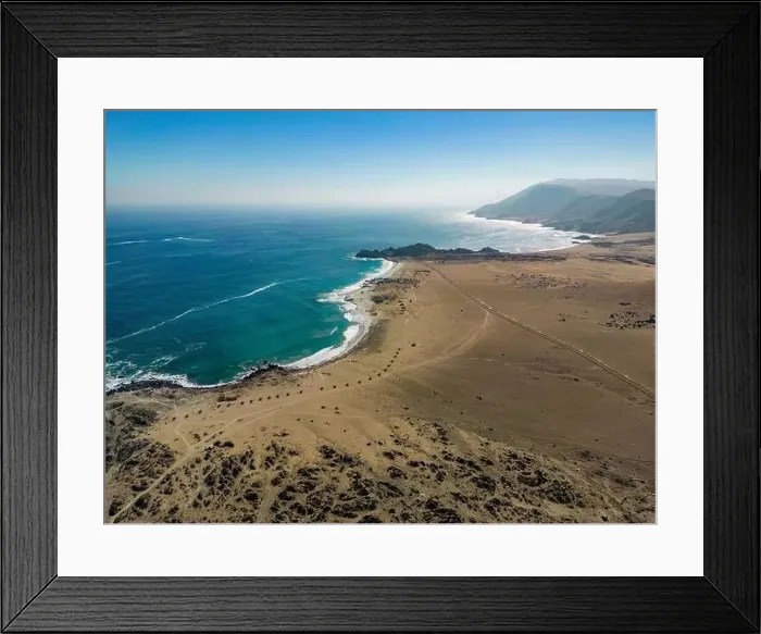 Framed Print : Aerial view of the scenic National Park Pan de Azúcar at the coast of the Atacama desert in Chile - Traveling Framed Print : Aerial view of the scenic National Park Pan de Azúcar at the coast of the Atacama desert in Chile - Traveling