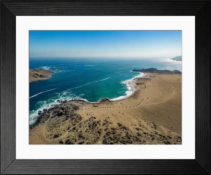 Framed Print : Aerial view of the scenic National Park Pan de Azúcar at the coast of the Atacama desert in Chile - Traveling Framed Print : Aerial view of the scenic National Park Pan de Azúcar at the coast of the Atacama desert in Chile - Traveling