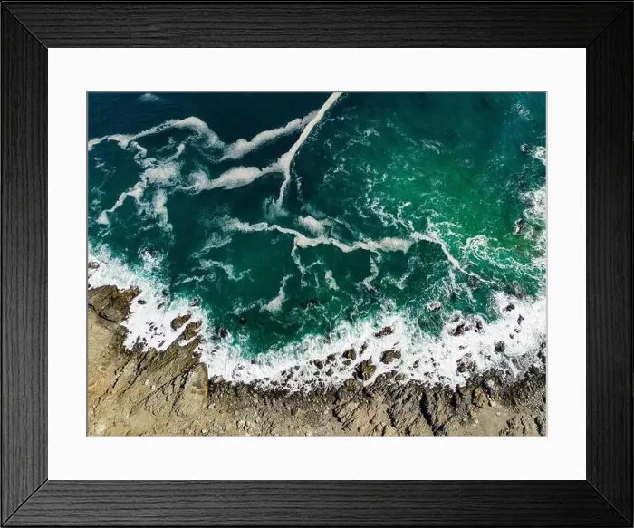 Framed Print : Aerial close up of the turquoise sea at the coast of the National Park Pan de Azúcar in the Atacama desert in Chile Framed Print : Aerial close up of the turquoise sea at the coast of the National Park Pan de Azúcar in the Atacama desert in Chile