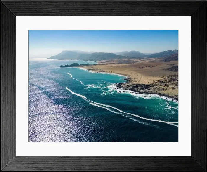 Framed Print : Aerial view of the scenic National Park Pan de Azúcar at the coast of the Atacama desert in Chile - Traveling Framed Print : Aerial view of the scenic National Park Pan de Azúcar at the coast of the Atacama desert in Chile - Traveling