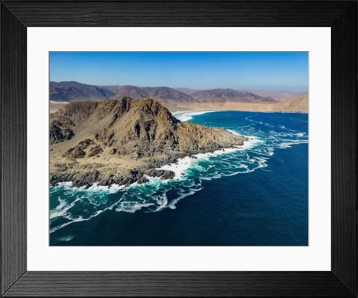 Framed Print : Aerial view of the scenic National Park Pan de Azúcar at the coast of the Atacama desert in Chile - Traveling Framed Print : Aerial view of the scenic National Park Pan de Azúcar at the coast of the Atacama desert in Chile - Traveling