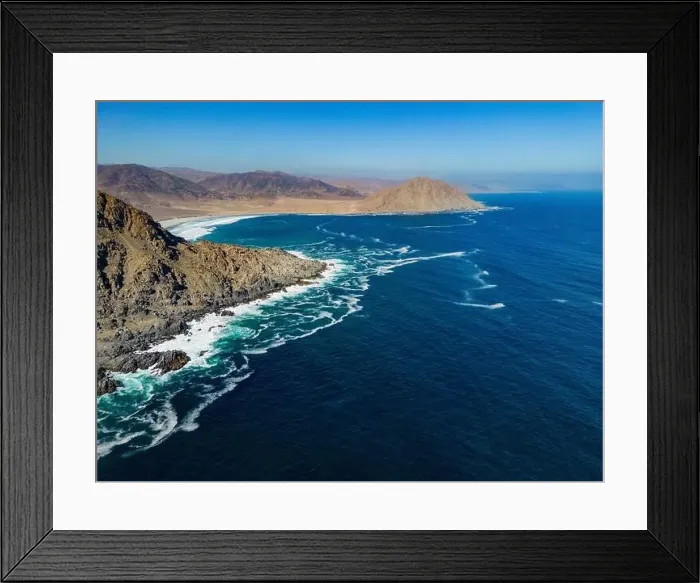 Framed Print : Aerial view of the scenic National Park Pan de Azúcar at the coast of the Atacama desert in Chile - Traveling Framed Print : Aerial view of the scenic National Park Pan de Azúcar at the coast of the Atacama desert in Chile - Traveling