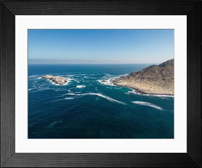 Framed Print : Aerial view of Isla Pan de Azúcar in the National Park Pan de Azúcar at the coast of the Atacama desert in Chile Framed Print : Aerial view of Isla Pan de Azúcar in the National Park Pan de Azúcar at the coast of the Atacama desert in Chile