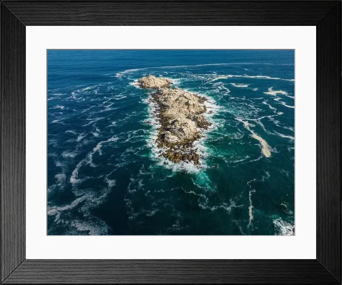 Framed Print : Aerial view of Isla Pan de Azúcar in the National Park Pan de Azúcar at the coast of the Atacama desert in Chile Framed Print : Aerial view of Isla Pan de Azúcar in the National Park Pan de Azúcar at the coast of the Atacama desert in Chile