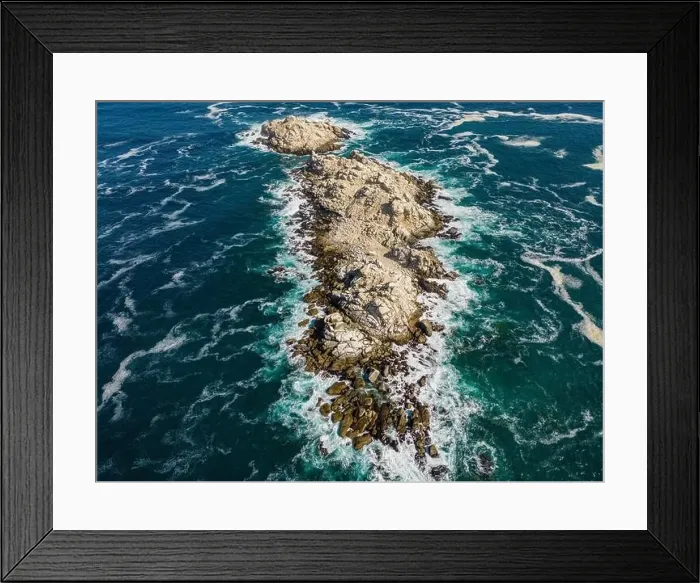 Framed Print : Aerial view of Isla Pan de Azúcar in the National Park Pan de Azúcar at the coast of the Atacama desert in Chile Framed Print : Aerial view of Isla Pan de Azúcar in the National Park Pan de Azúcar at the coast of the Atacama desert in Chile