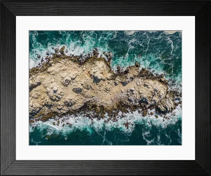 Framed Print : Aerial view of Isla Pan de Azúcar in the National Park Pan de Azúcar at the coast of the Atacama desert in Chile Framed Print : Aerial view of Isla Pan de Azúcar in the National Park Pan de Azúcar at the coast of the Atacama desert in Chile
