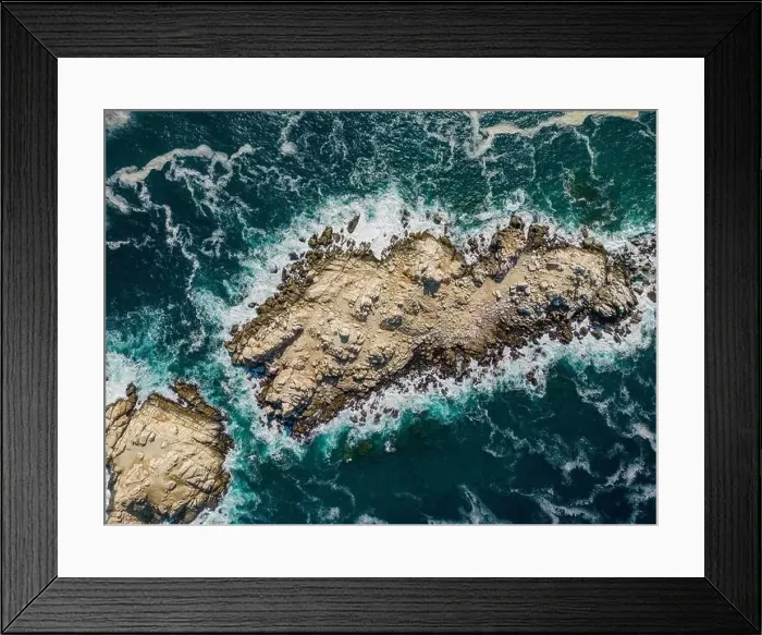 Framed Print : Aerial view of Isla Pan de Azúcar in the National Park Pan de Azúcar at the coast of the Atacama desert in Chile Framed Print : Aerial view of Isla Pan de Azúcar in the National Park Pan de Azúcar at the coast of the Atacama desert in Chile