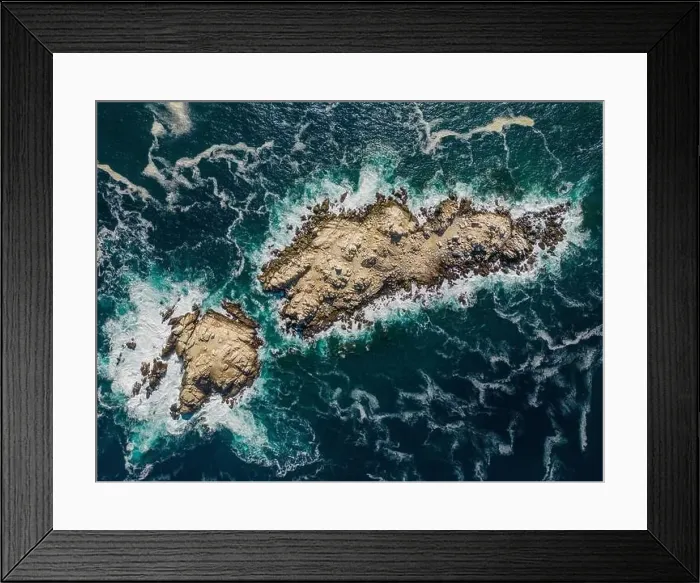 Framed Print : Aerial view of Isla Pan de Azúcar in the National Park Pan de Azúcar at the coast of the Atacama desert in Chile Framed Print : Aerial view of Isla Pan de Azúcar in the National Park Pan de Azúcar at the coast of the Atacama desert in Chile