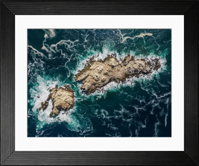 Framed Print : Aerial view of Isla Pan de Azúcar in the National Park Pan de Azúcar at the coast of the Atacama desert in Chile Framed Print : Aerial view of Isla Pan de Azúcar in the National Park Pan de Azúcar at the coast of the Atacama desert in Chile