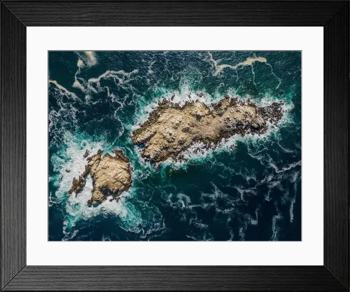 Framed Print : Aerial view of Isla Pan de Azúcar in the National Park Pan de Azúcar at the coast of the Atacama desert in Chile Framed Print : Aerial view of Isla Pan de Azúcar in the National Park Pan de Azúcar at the coast of the Atacama desert in Chile