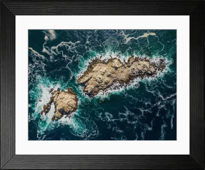 Framed Print : Aerial view of Isla Pan de Azúcar in the National Park Pan de Azúcar at the coast of the Atacama desert in Chile Framed Print : Aerial view of Isla Pan de Azúcar in the National Park Pan de Azúcar at the coast of the Atacama desert in Chile