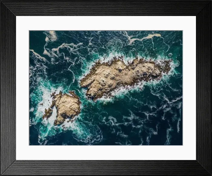 Framed Print : Aerial view of Isla Pan de Azúcar in the National Park Pan de Azúcar at the coast of the Atacama desert in Chile Framed Print : Aerial view of Isla Pan de Azúcar in the National Park Pan de Azúcar at the coast of the Atacama desert in Chile