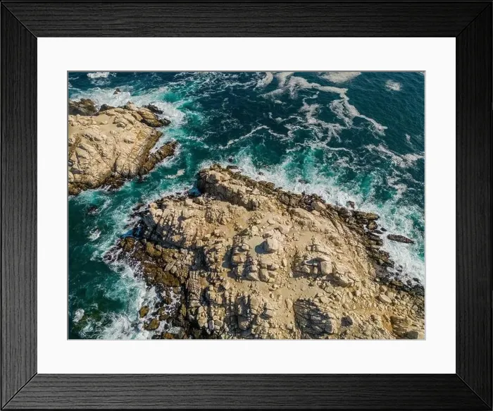 Framed Print : Aerial view of Isla Pan de Azúcar in the National Park Pan de Azúcar at the coast of the Atacama desert in Chile Framed Print : Aerial view of Isla Pan de Azúcar in the National Park Pan de Azúcar at the coast of the Atacama desert in Chile
