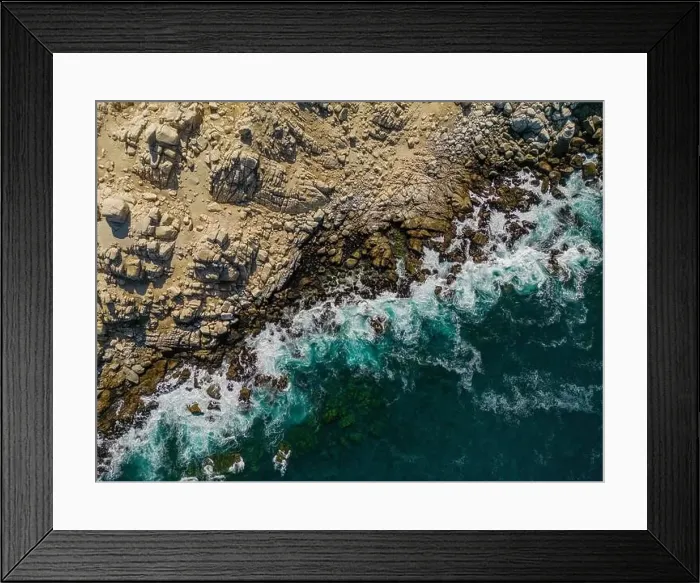 Framed Print : Aerial view of Isla Pan de Azúcar in the National Park Pan de Azúcar at the coast of the Atacama desert in Chile Framed Print : Aerial view of Isla Pan de Azúcar in the National Park Pan de Azúcar at the coast of the Atacama desert in Chile