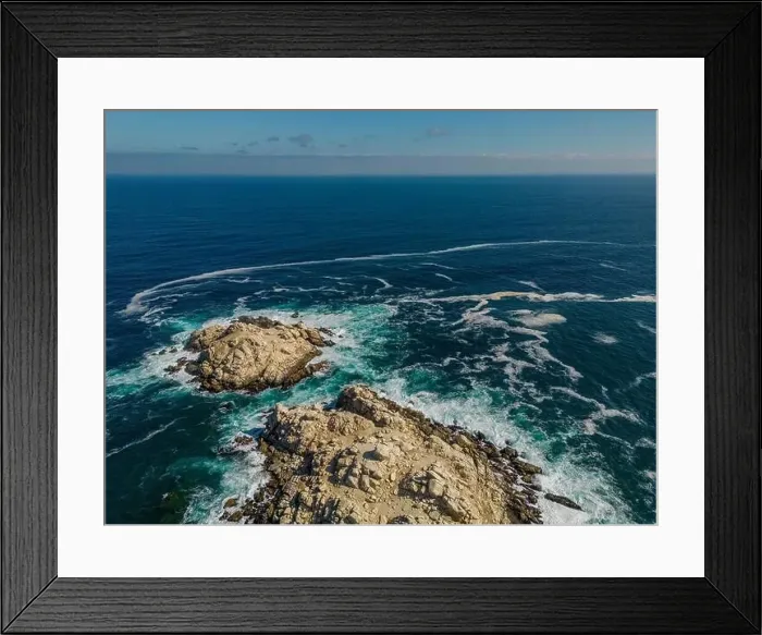 Framed Print : Aerial view of Isla Pan de Azúcar in the National Park Pan de Azúcar at the coast of the Atacama desert in Chile Framed Print : Aerial view of Isla Pan de Azúcar in the National Park Pan de Azúcar at the coast of the Atacama desert in Chile