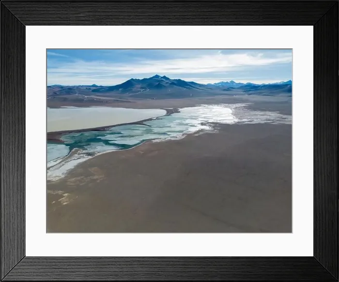 Framed Print : Aerial view of the green and partly frozen Laguna del Negro Francisco in the Atacama desert in Chile - Traveling Framed Print : Aerial view of the green and partly frozen Laguna del Negro Francisco in the Atacama desert in Chile - Traveling