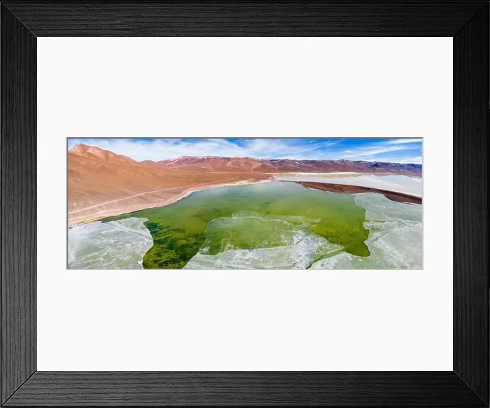 Framed Print : Aerial view of the green and partly frozen Laguna del Negro Francisco in the Atacama desert in Chile - Traveling Framed Print : Aerial view of the green and partly frozen Laguna del Negro Francisco in the Atacama desert in Chile - Traveling