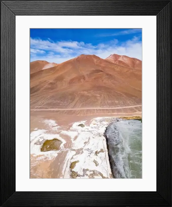 Framed Print : Aerial view of the green and partly frozen Laguna del Negro Francisco in the Atacama desert in Chile - Traveling Framed Print : Aerial view of the green and partly frozen Laguna del Negro Francisco in the Atacama desert in Chile - Traveling