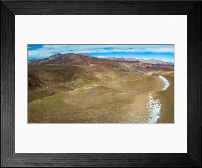 Framed Print : Aerial view of the Atacama desert landscape around the green lagoon Laguna del Negro Francisco in Chile - Traveling Framed Print : Aerial view of the Atacama desert landscape around the green lagoon Laguna del Negro Francisco in Chile - Traveling