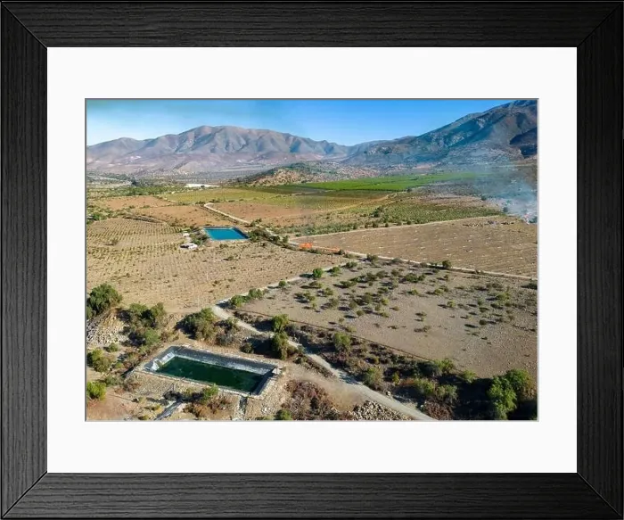 Framed Print : Aerial view of citriculture in Petorca in Chile, South America - plantation of citrus fruits Framed Print : Aerial view of citriculture in Petorca in Chile, South America - plantation of citrus fruits
