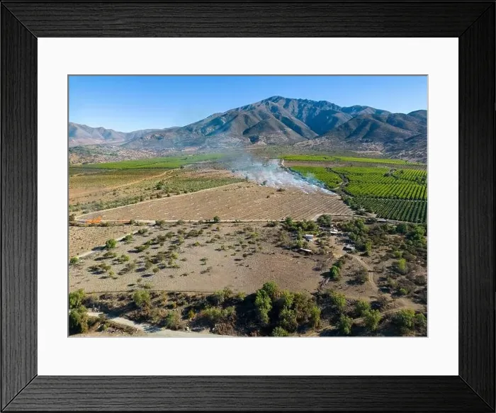 Framed Print : Aerial view of citriculture in Petorca in Chile, South America - plantation of citrus fruits Framed Print : Aerial view of citriculture in Petorca in Chile, South America - plantation of citrus fruits