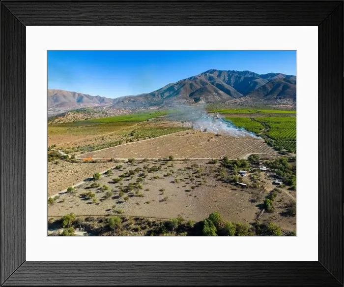 Framed Print : Aerial view of citriculture in Petorca in Chile, South America - plantation of citrus fruits Framed Print : Aerial view of citriculture in Petorca in Chile, South America - plantation of citrus fruits