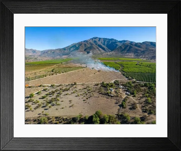 Framed Print : Aerial view of citriculture in Petorca in Chile, South America - plantation of citrus fruits Framed Print : Aerial view of citriculture in Petorca in Chile, South America - plantation of citrus fruits