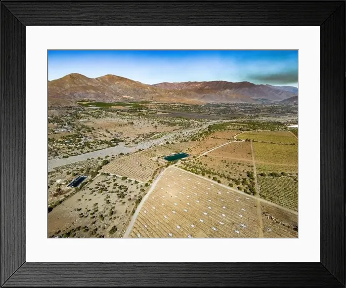 Framed Print : Aerial view of citriculture in Petorca in Chile, South America - plantation of citrus fruits Framed Print : Aerial view of citriculture in Petorca in Chile, South America - plantation of citrus fruits
