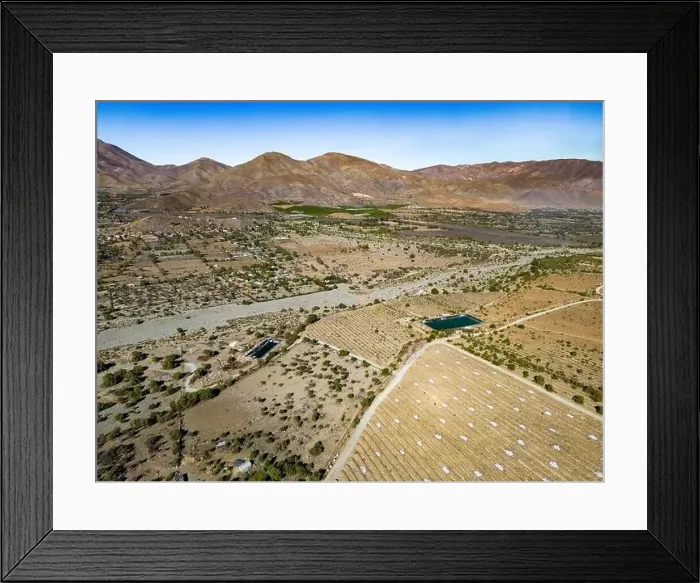 Framed Print : Aerial view of citriculture in Petorca in Chile, South America - plantation of citrus fruits Framed Print : Aerial view of citriculture in Petorca in Chile, South America - plantation of citrus fruits