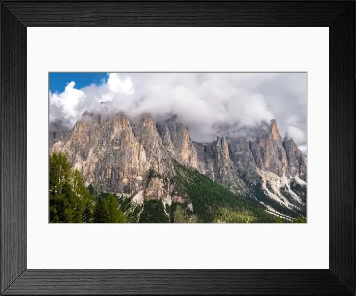 Framed Print : The Vajolet mountain range covered in clouds in the Dolemites in Italy Framed Print : The Vajolet mountain range covered in clouds in the Dolemites in Italy