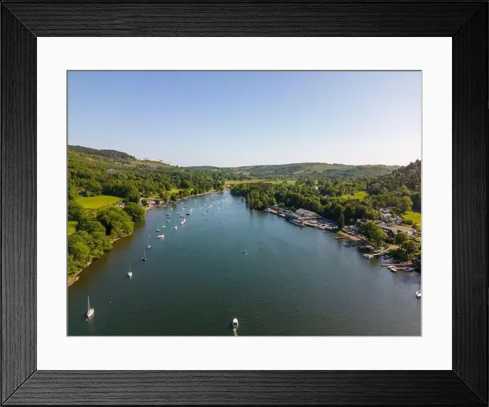 Framed Print : Aerial drone photo of lake Windermere in summer. It is the largest lake in Cumbria, England Framed Print : Aerial drone photo of lake Windermere in summer. It is the largest lake in Cumbria, England