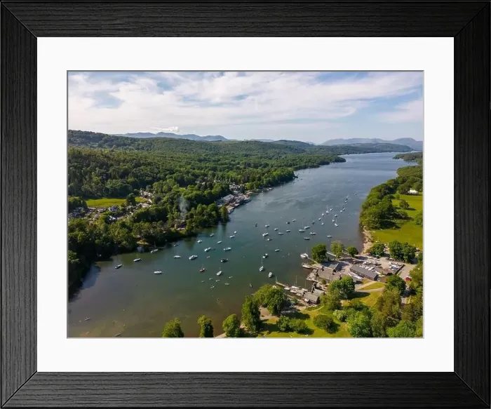 Framed Print : Aerial drone photo of lake Windermere in summer Framed Print : Aerial drone photo of lake Windermere in summer