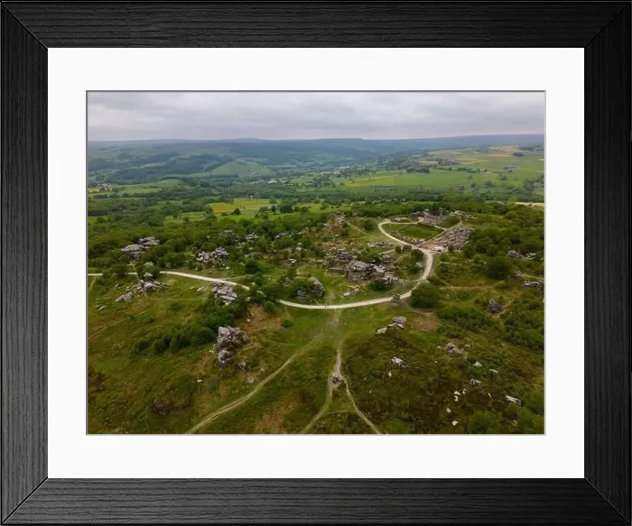 Framed Print : An aerial drone photo that shows the Brimham Rocks in the Yorkshire Dales Framed Print : An aerial drone photo that shows the Brimham Rocks in the Yorkshire Dales