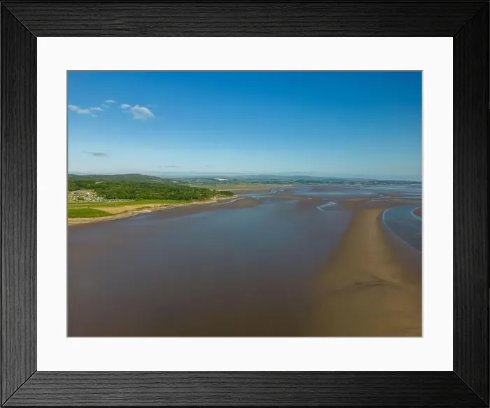 Framed Print : Aerial drone photo of the Morecambe Bay near Silverdale in western England Framed Print : Aerial drone photo of the Morecambe Bay near Silverdale in western England