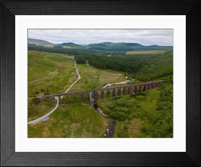 Framed Print : Aerial drone photo of an old railway bridge in Galloway Forest National Park in Scotland Framed Print : Aerial drone photo of an old railway bridge in Galloway Forest National Park in Scotland