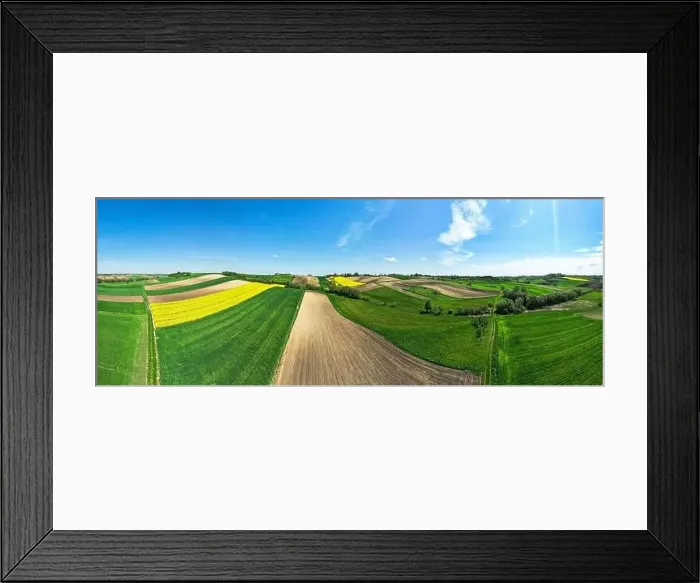 Framed Print : Colorful Farmland and Scenic Countryside. Aerial Drone view Framed Print : Colorful Farmland and Scenic Countryside. Aerial Drone view