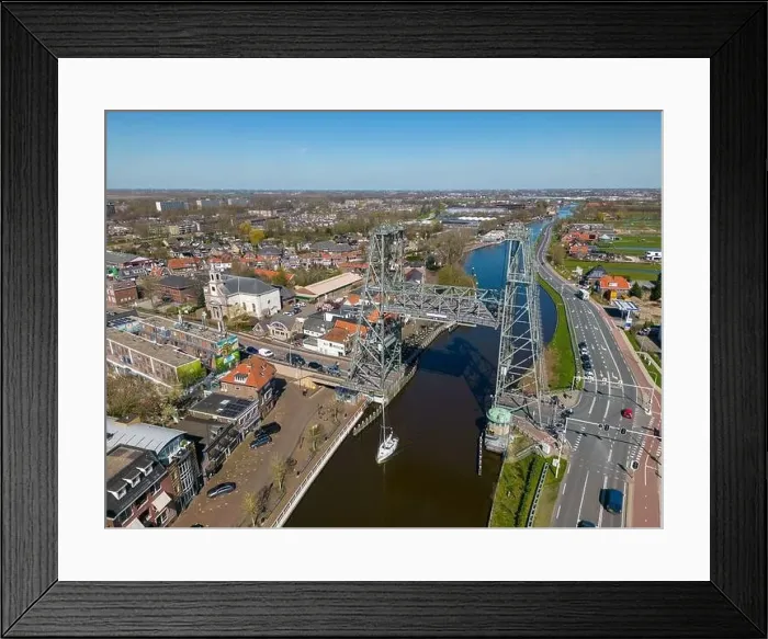 Framed Print : Aerial drone photo of the lift bridge in Waddinxveen, the Netherlands Framed Print : Aerial drone photo of the lift bridge in Waddinxveen, the Netherlands
