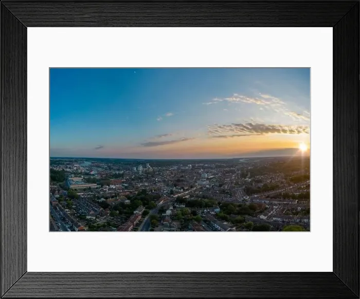Framed Print : An aerial photo of Ipswich, Suffolk, UK at sunset Framed Print : An aerial photo of Ipswich, Suffolk, UK at sunset