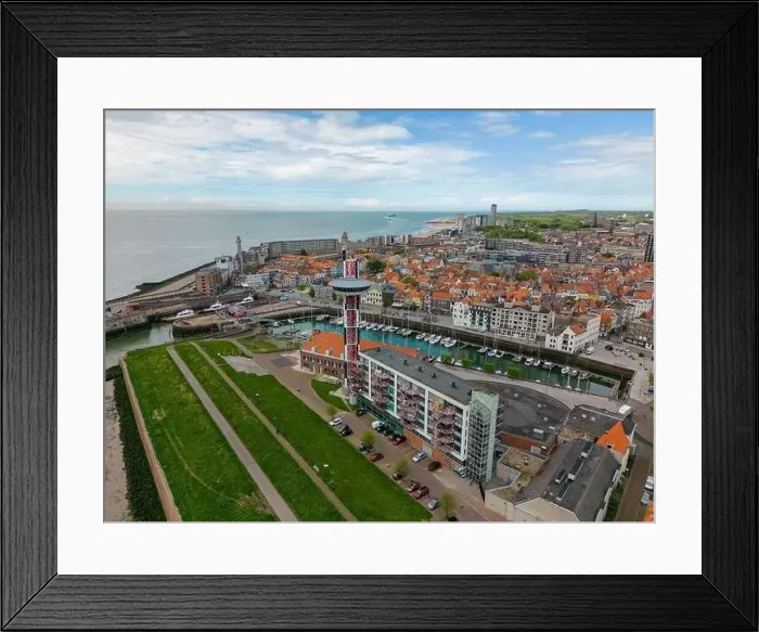 Framed Print : Aerial drone photo of the marina in the coastal town of Vlissingen in Zeeland, the Netherlands Framed Print : Aerial drone photo of the marina in the coastal town of Vlissingen in Zeeland, the Netherlands